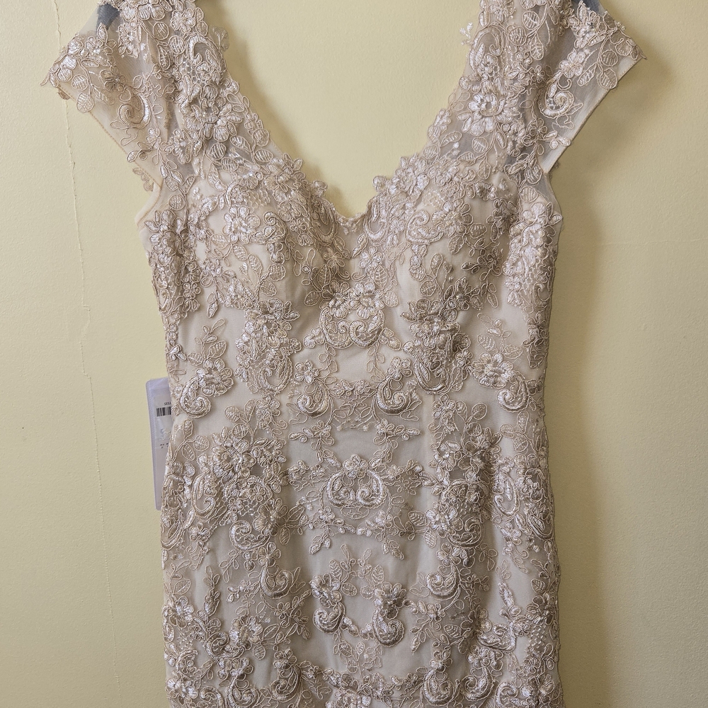 Azazie Champagne Beaded Maxi Dress - Picture 6 of 9
